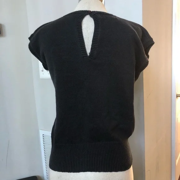 Vintage slouched shoulder sleeves hand loomed sweater vest Sz M